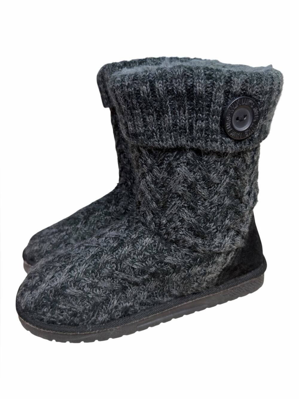 Essentials by MUK LUKS Janet Cable Knit Winter Boots Gray Women Size 8